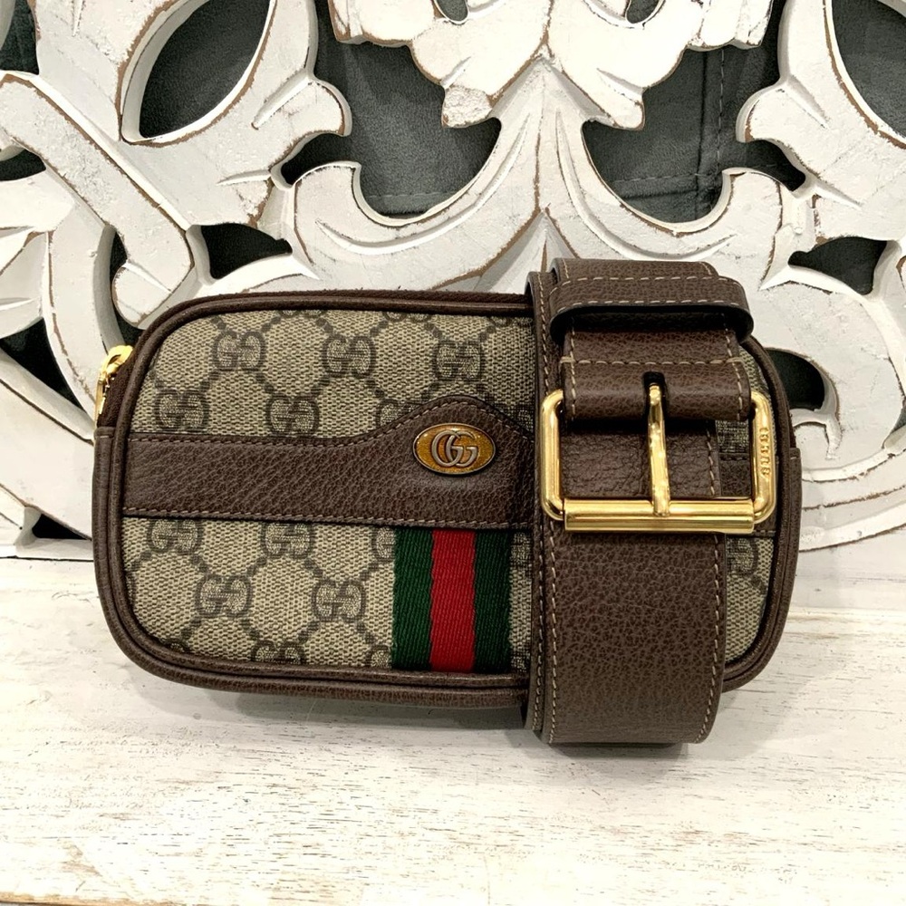 Gucci Ophidia GG Supreme Belt Bag Web Beige Brown 519308 + Dust Bag - Picture 3 of 10